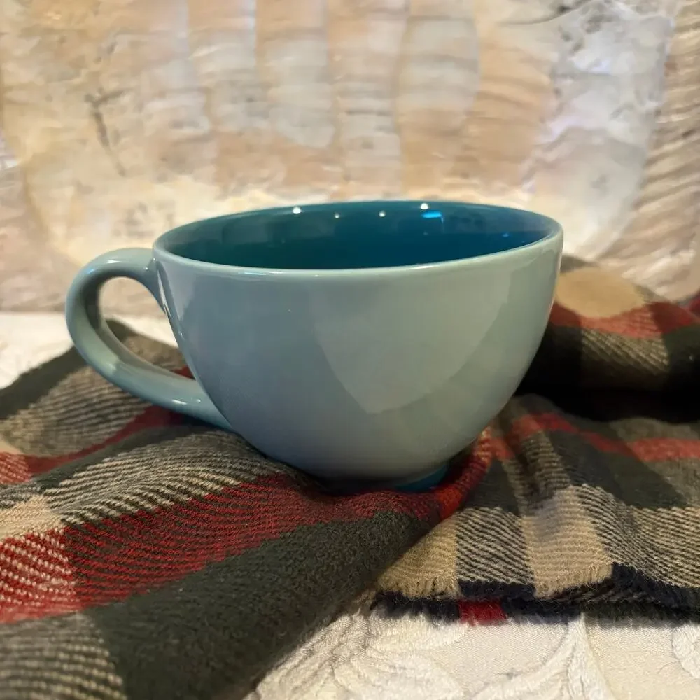 STARBUCKS COFFEE 2006 Coffee Tea Cup Mug Asian Inspired Floral Teal/Blue 12oz